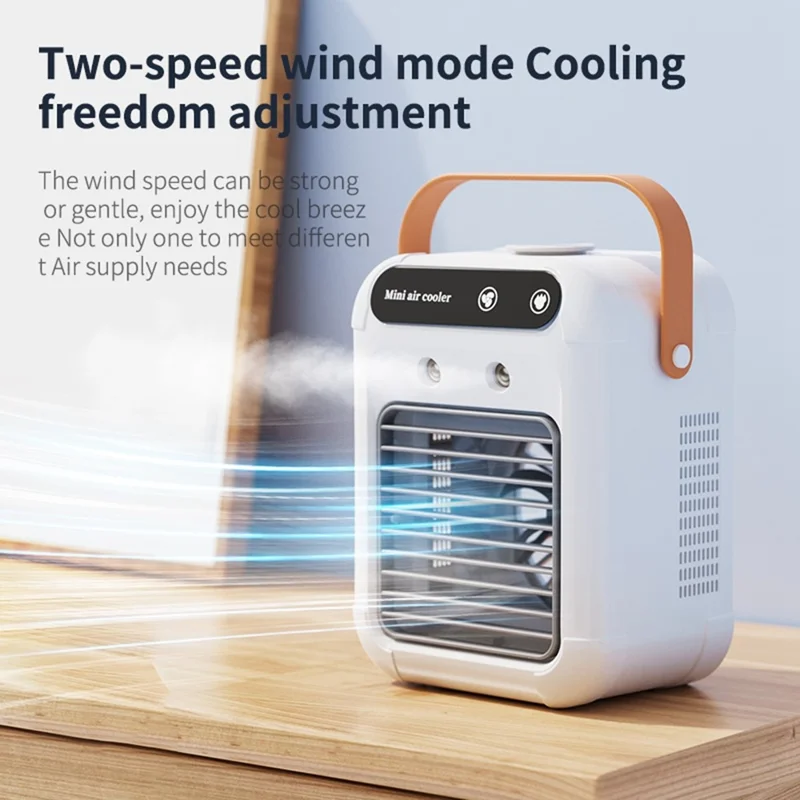 L7 Air Conditioner Portable Fan Desktop Humidifier Dual Spray Mini Cooler 500ml Tank for Bedroom Office - Handle Style