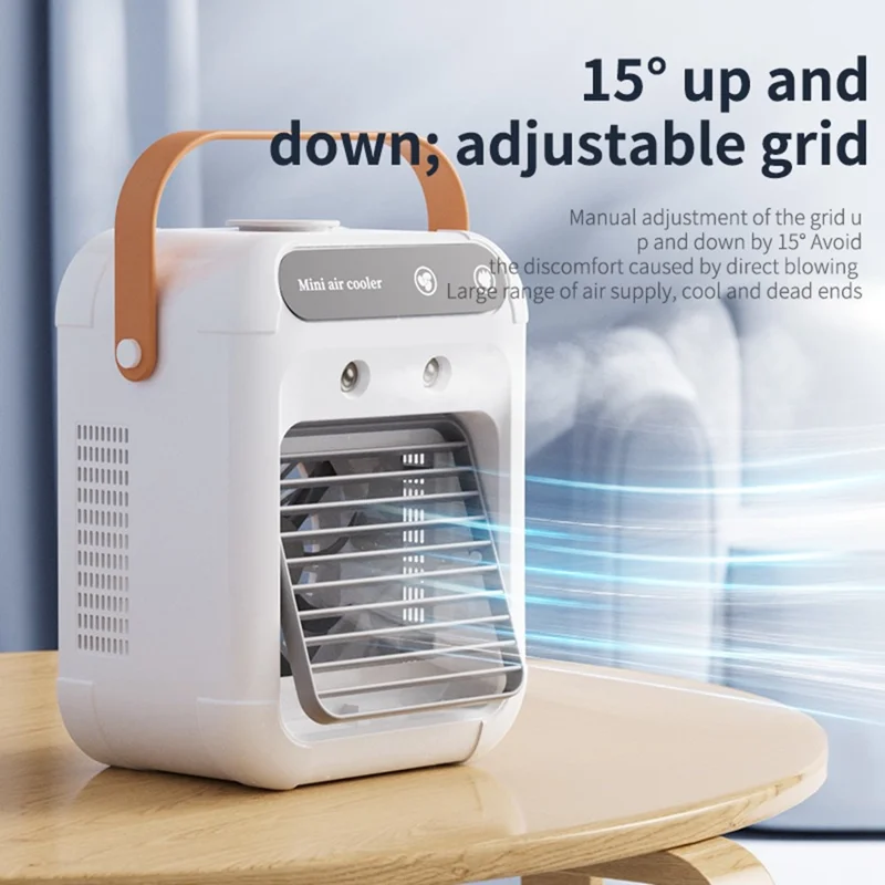 L7 Air Conditioner Portable Fan Desktop Humidifier Dual Spray Mini Cooler 500ml Tank for Bedroom Office - Handle Style