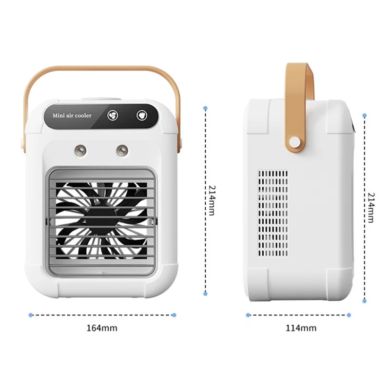 L7 Air Conditioner Portable Fan Desktop Humidifier Dual Spray Mini Cooler 500ml Tank for Bedroom Office - Handle Style