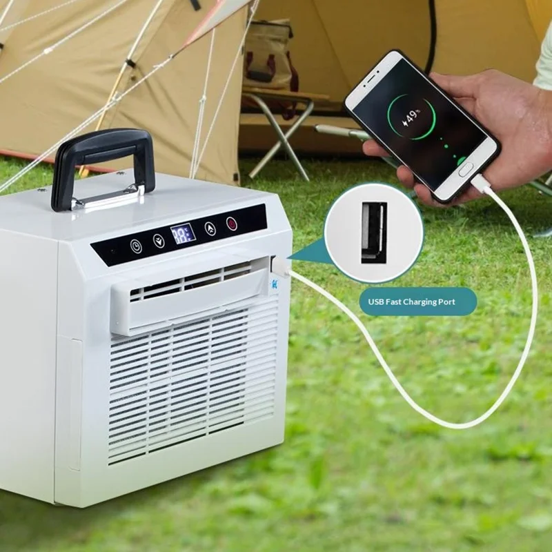 Portable Split Air Conditioner with 2m Connecting Hose 1300W 3000BTU Mini AC Unit for Camping RV Car, EU Plug - White