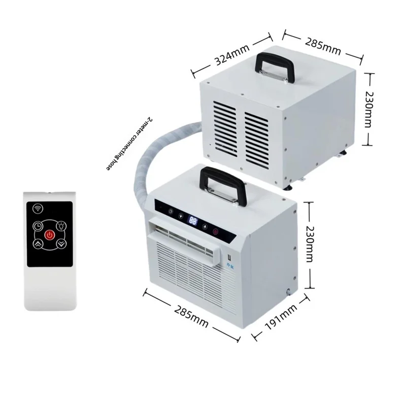 Portable Split Air Conditioner with 2m Connecting Hose 1300W 3000BTU Mini AC Unit for Camping RV Car, EU Plug - White