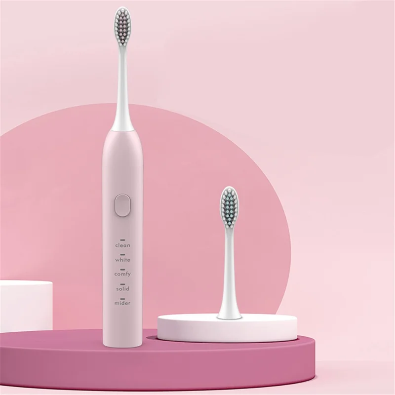Sonic Electric Toothbrush USB Rechargeable Five Brushing Modes Automatic Tooth Brush Gift - Pink
