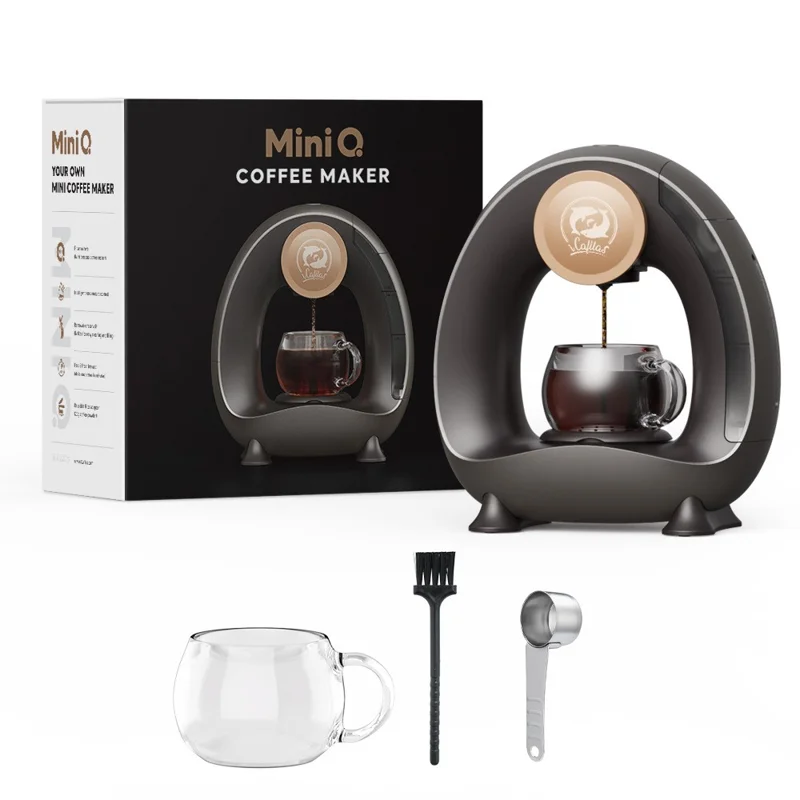 Icafilas Mini Q Cafetière Portable Americano Coffee Machine Pour le Bureau à Domicile (pas de Certificat de la Fda) - Noir / Plug 220V EU