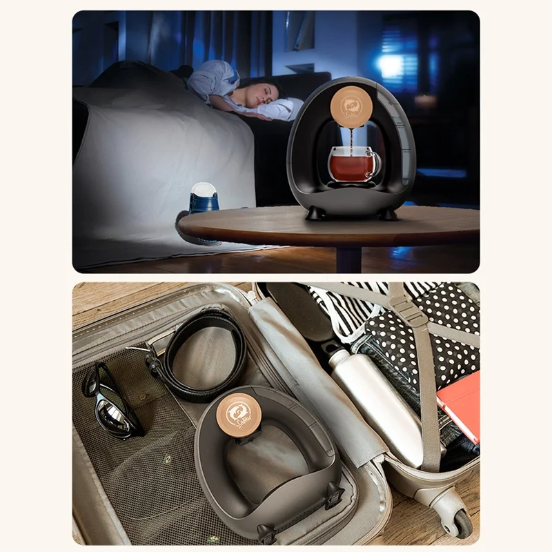 ICAFILAS Mini Q Cafeteira Portátil Máquina de Café Americano para Casa e Escritório (Sem Certificado FDA) - Preto / 220V Plugue UE