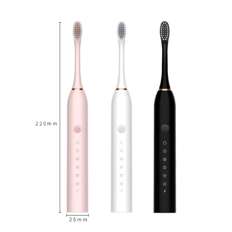 H02030 Brosse à dents électrique rechargeable Sonic Electronic Toothbrush avec 8 têtes de brosse 2 minutes 6 modes Minuterie intelligente, 42000 VPM - Noir