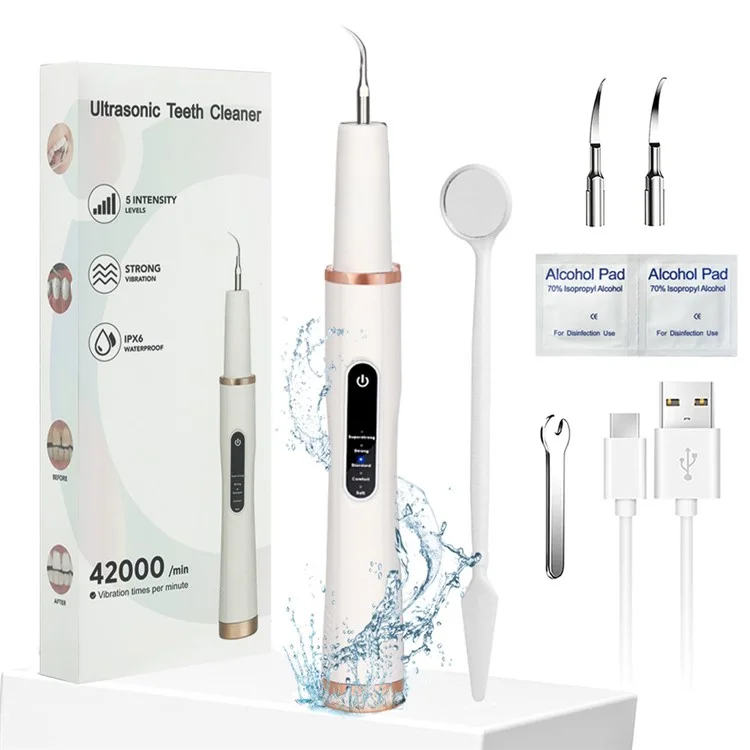 Détartreuse à ultrasons H02077 Plaque Remover - Nettoie les dents 5 modes Rechargeable Outil de Détachage des Taches sur les Dents - Noir