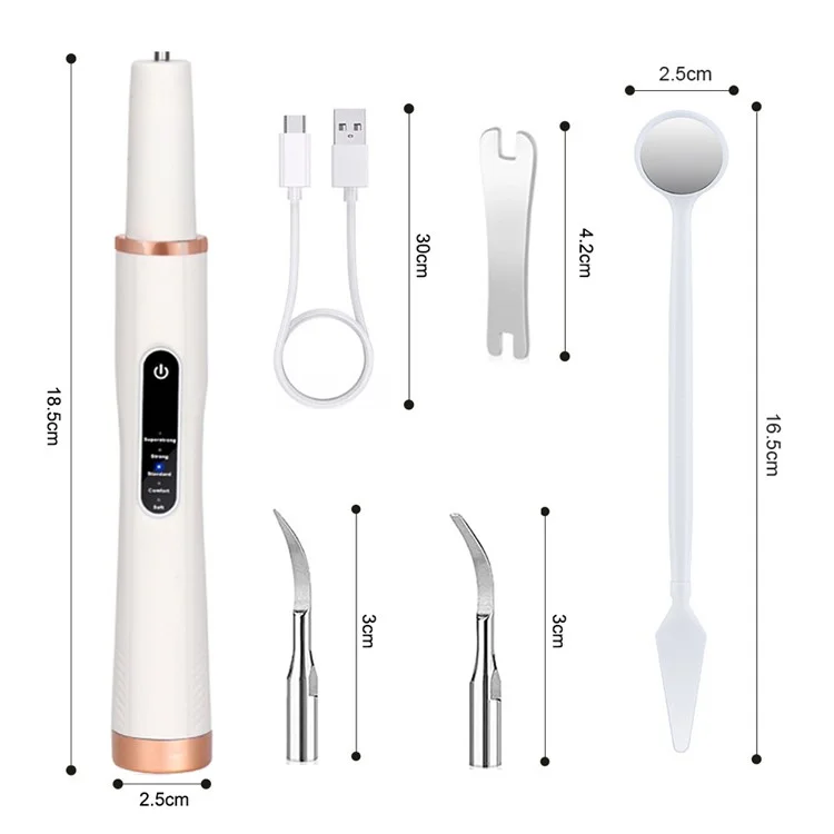 Détartreuse à ultrasons H02077 Plaque Remover - Nettoie les dents 5 modes Rechargeable Outil de Détachage des Taches sur les Dents - Noir