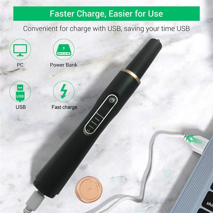 Détartreuse à ultrasons H02077 Plaque Remover - Nettoie les dents 5 modes Rechargeable Outil de Détachage des Taches sur les Dents - Noir