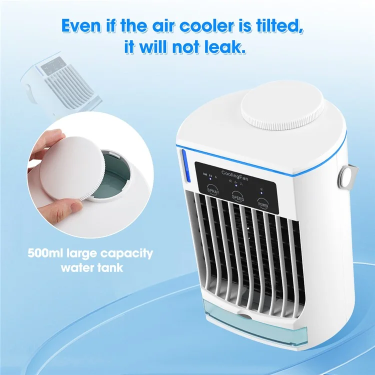 CF-008 Summer Home Mini Air Acondicionamiento de Agua Ventilador de Agua Desktop USB Mist Diffuser Enroler