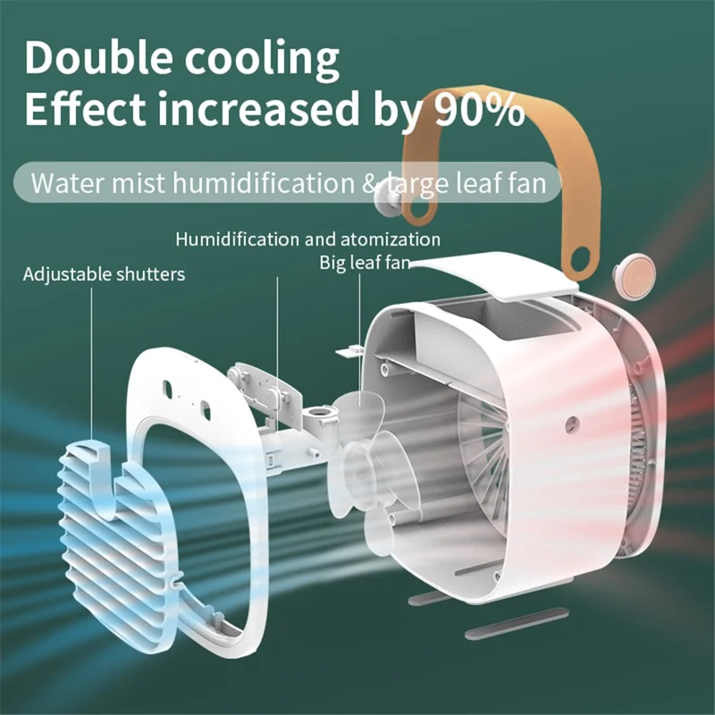 F12 Water-Cooled Fan Hanheld Nano Spray Cooling Fan Mini Desktop Air Cooler - Green