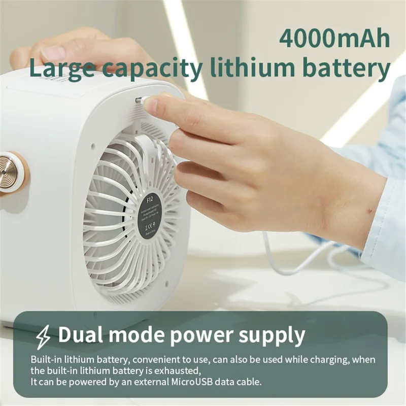 F12 Water-Cooled Fan Hanheld Nano Spray Cooling Fan Mini Desktop Air Cooler - Green