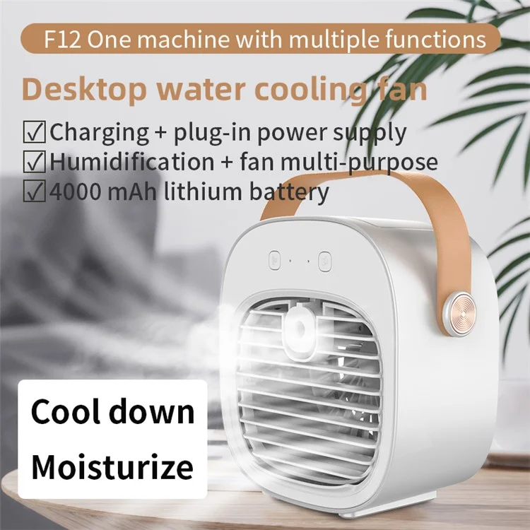 F12 Water-Cooled Fan Hanheld Nano Spray Cooling Fan Mini Desktop Air Cooler - Blue
