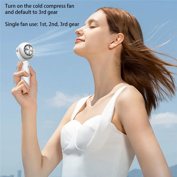 3 Gears Adjustable Summer Cooling Fan Cold Compress Handheld Electric Fan - Grün