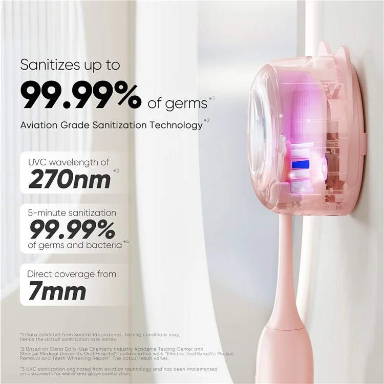 Comprar en Bulk SOOCAS D3 (Versión Global) Cepillo de Dientes Eléctrico Sónico Inteligente Cepillo de Dientes Ultrasónico Blanqueador Limpiador - Rosa