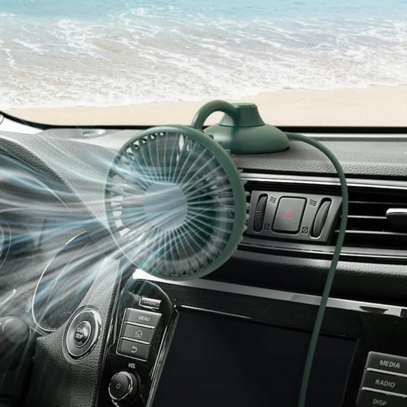 F502 Car Interior Mute Fan USB Powered 3 Wind Speeds 
 Adjustable Automotive Cooling Fan - Black