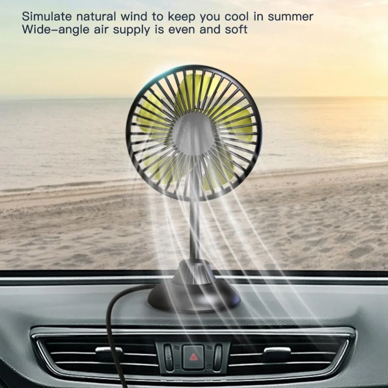 F502 Car Interior Mute Fan USB Powered 3 Wind Speeds 
 Adjustable Automotive Cooling Fan - Black