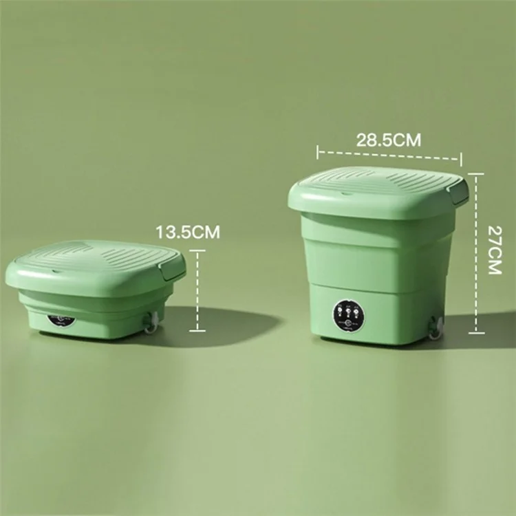 4.5L Mini Collapsible TPE+PP Washing Machine Smart Timing Underwear Cleaning Machine, EU Plug - Green