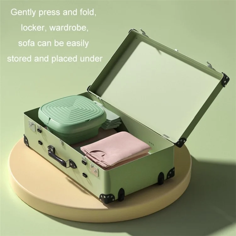 4.5L Mini Collapsible TPE+PP Washing Machine Smart Timing Underwear Cleaning Machine, EU Plug - Green