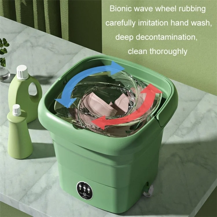 4.5L Mini Collapsible TPE+PP Washing Machine Smart Timing Underwear Cleaning Machine, EU Plug - Green