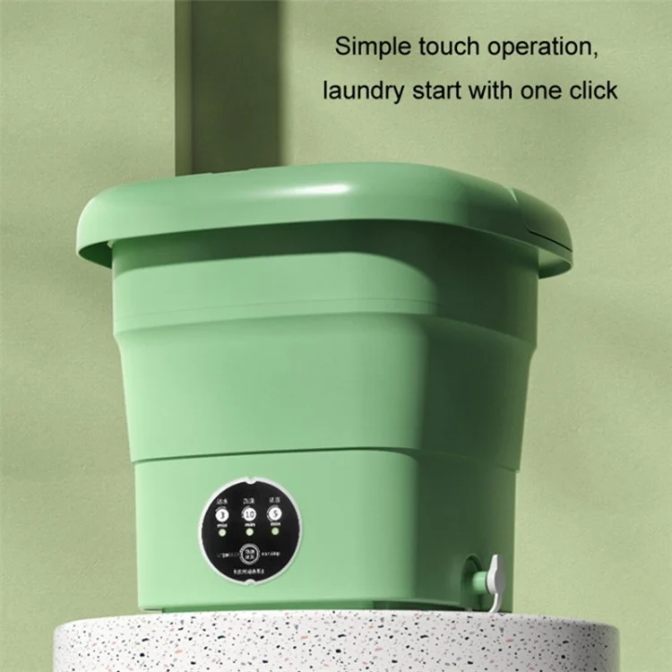 4.5L Mini Collapsible TPE+PP Washing Machine Smart Timing Underwear Cleaning Machine, EU Plug - Green
