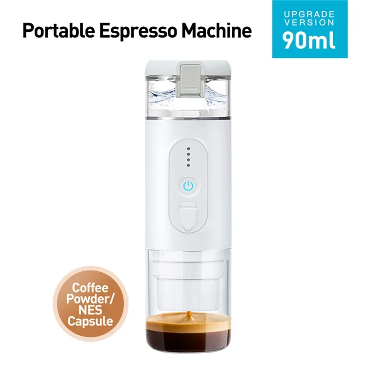 CF-1801BGC+ 90ml Wireless Heating Espresso Machine Car Electric Coffee Maker for Traveling Camping (BPA Free, No FDA Certificate) - White