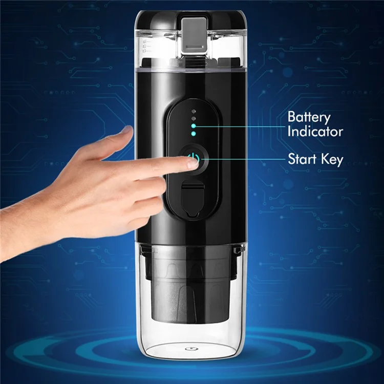 CF-1801BGC+ 90ml Wireless Heating Espresso Machine Car Electric Coffee Maker for Traveling Camping (BPA Free, No FDA Certificate) - White
