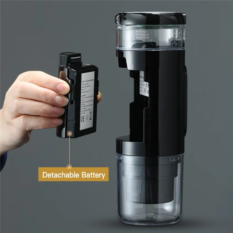 CF-1801BGC+ 90ml Wireless Heating Espresso Machine Car Electric Coffee Maker for Traveling Camping (BPA Free, No FDA Certificate) - White
