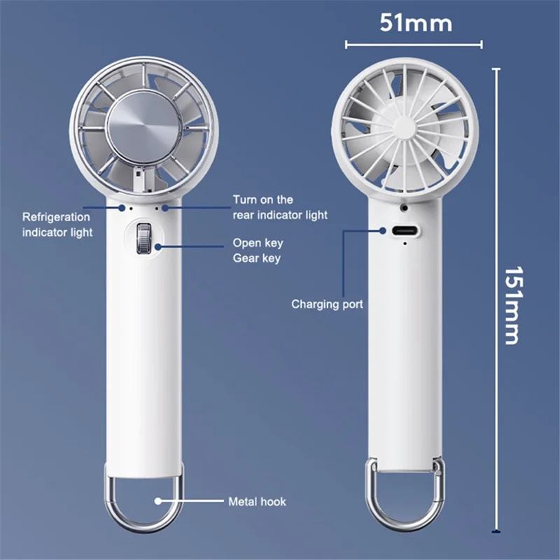 Y28 Portable Summer Bladeless Fan Air Cooler Handheld Cooling Fan with Cold Compress Function - Sky Blue
