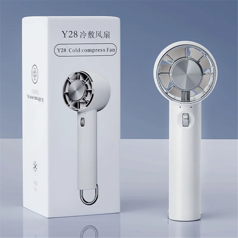 Y28 Portable Summer Bladeless Fan Air Cooler Handheld Cooling Fan with Cold Compress Function - Sky Blue