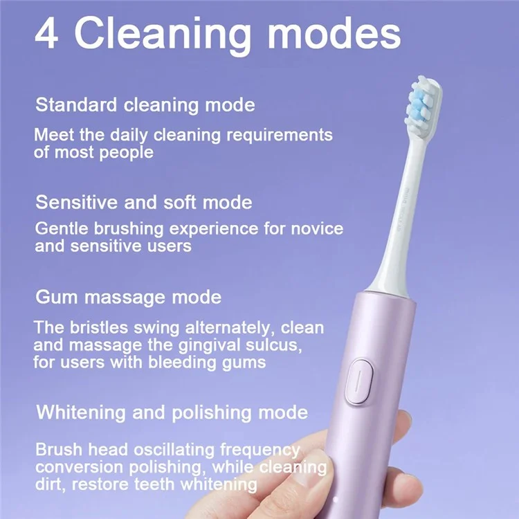 XIAOMI MIJIA T302 4 Modes Anti-bacteria IPX8 Waterproof Sonic Electric Toothbrush - Silver
