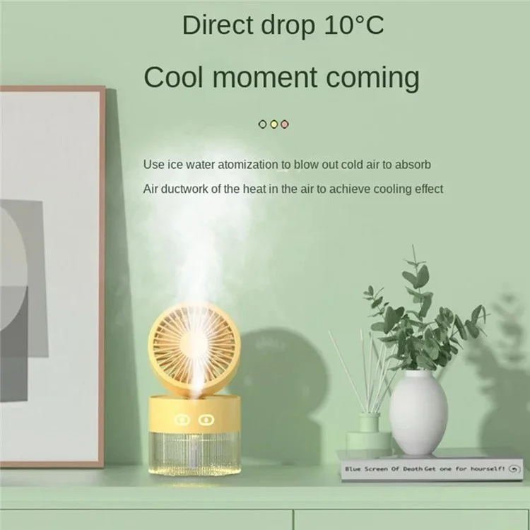 2022-2 Desktop Air Conditioner Fan Rechargeable Desk Air Humidifier Cooler USB Cooling Fan - Yellow