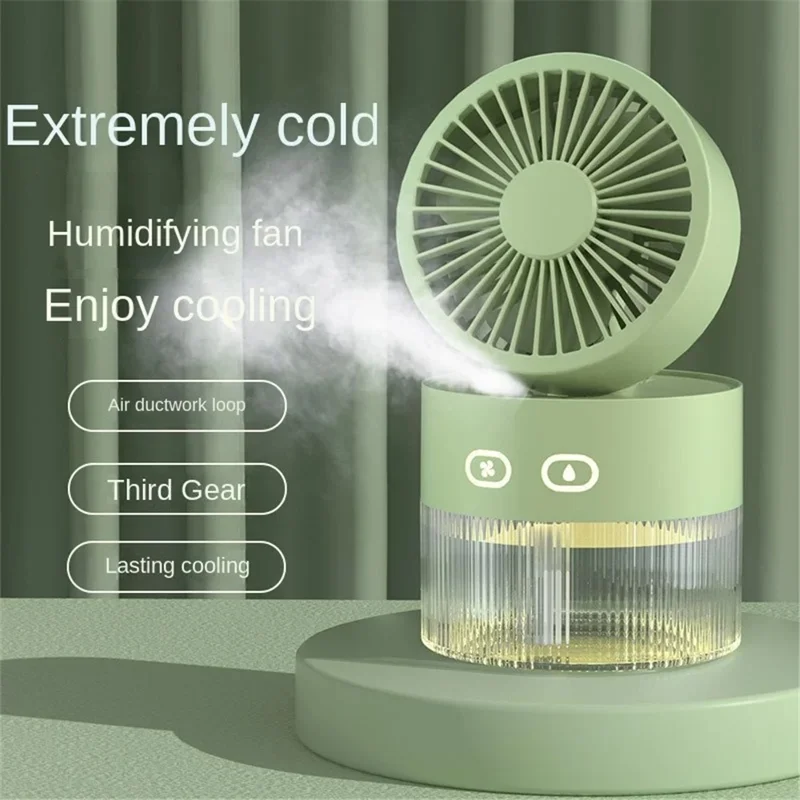 2022-2 Desktop Air Conditioner Fan Rechargeable Desk Air Humidifier Cooler USB Cooling Fan - Red
