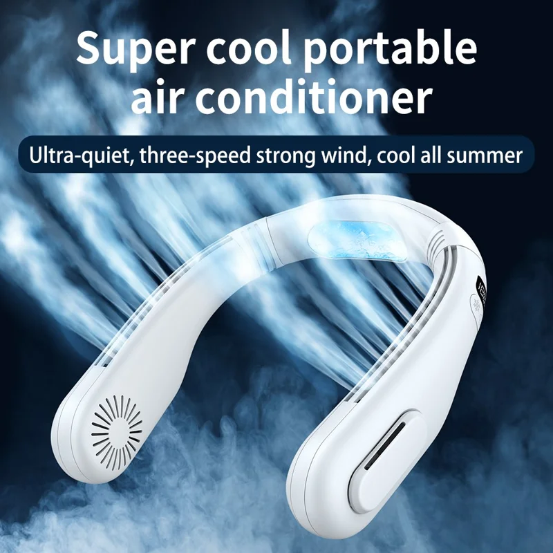 Ventilador de Pescoço Montado F16 Refrigerado para o Verão Esportes Ao Ar Livre, Silencioso - Preto