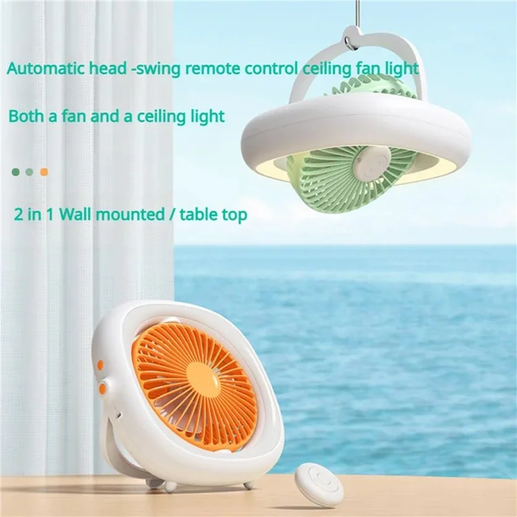 JP-ytds Foldable Table Desk USB Fan Air Circulator Hanging Fan with Light (CE) - Grey