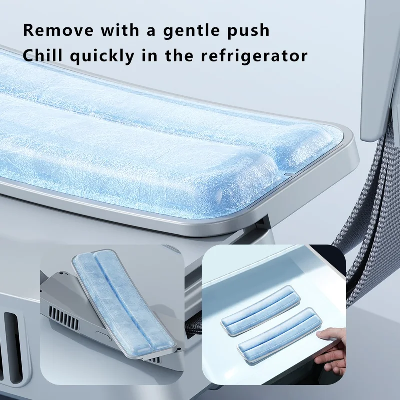 F79 Outdoor Cycling Four Speeds Adjustable Silent Ice Feeling Belt Fan, 56x41x201mm - Silver Grey