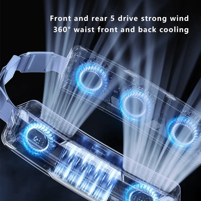 F79 Outdoor Cycling Four Speeds Adjustable Silent Ice Feeling Belt Fan, 56x41x201mm - Silver Grey