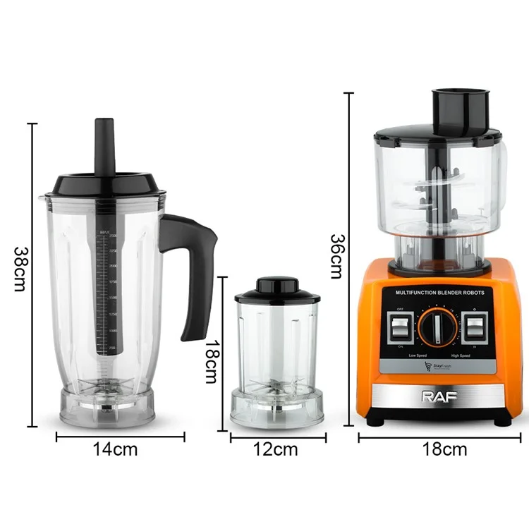 RAF R.2839 Electric Juicer + Coffee Bean Grinder + Food Processor, 3-In-1 Blenders for Kitchen - Red
