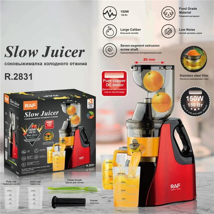 Espremedor de frutas e vegetais automático RAF R.2831 com plugue da UE, máquina multifuncional de separação de bagaço