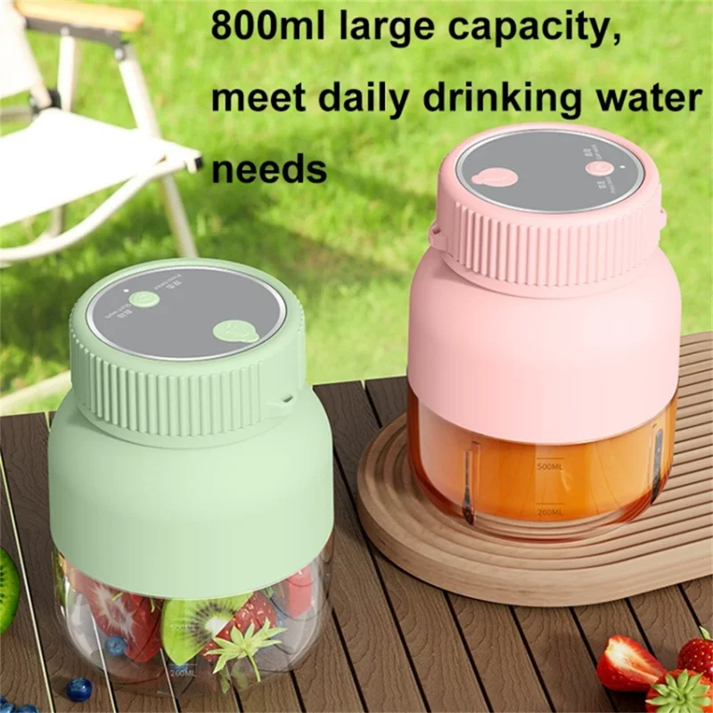 800ml Wireless Portable Blender Electric Fruit Juicer Multifunction Smoothies Mixer (No FDA, BPA Free) - Green