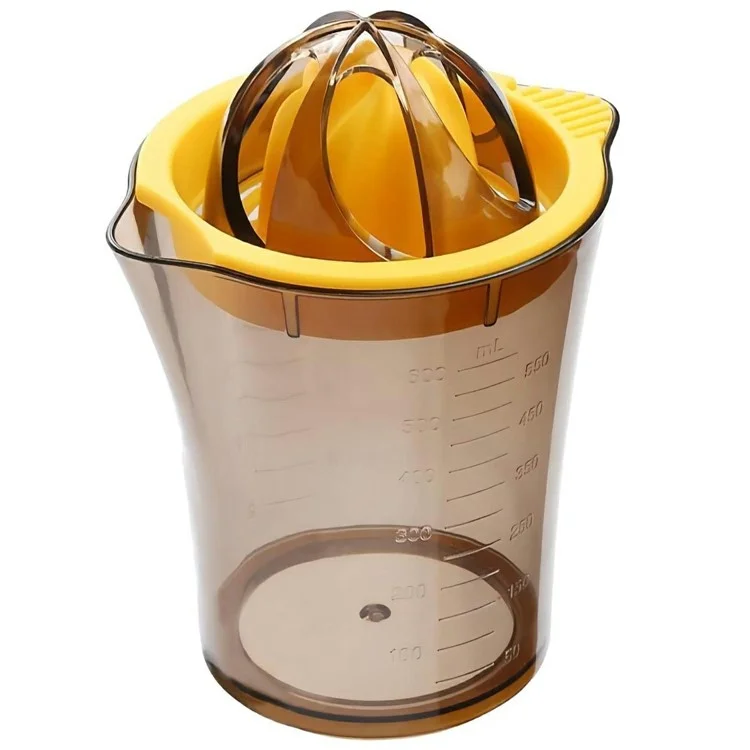 600ML Manual Plastic Juicer with Scale Measuring Cup Fruit Squeezer Orange Lemon Juicer Cup (BPA Free, No FDA)