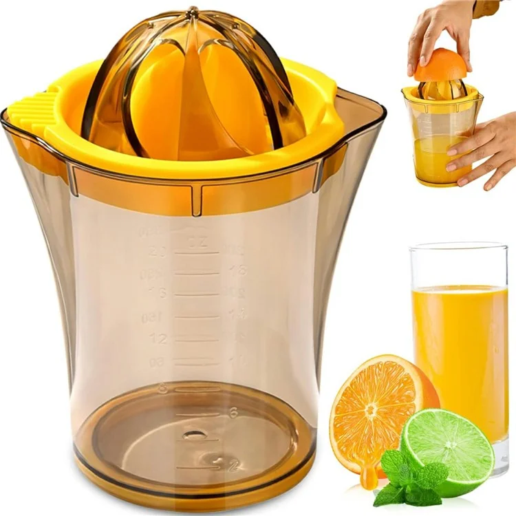 600ML Manual Plastic Juicer with Scale Measuring Cup Fruit Squeezer Orange Lemon Juicer Cup (BPA Free, No FDA)