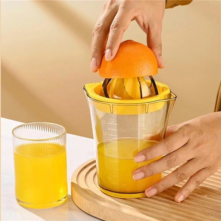 600ML Manual Plastic Juicer with Scale Measuring Cup Fruit Squeezer Orange Lemon Juicer Cup (BPA Free, No FDA)