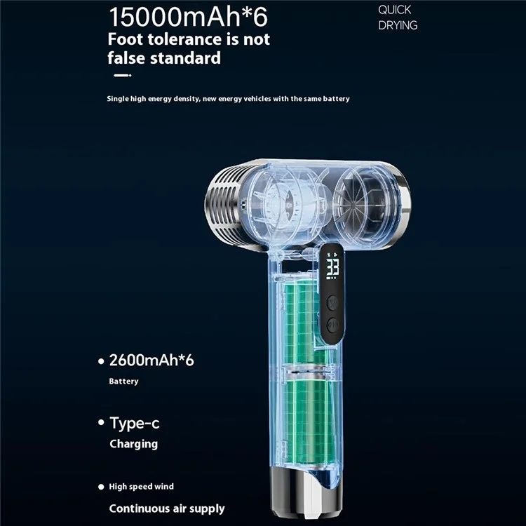 Asciugacapelli wireless 15000mAh ad alta potenza con ioni, asciugatura rapida per dormitori e studenti - Bianco