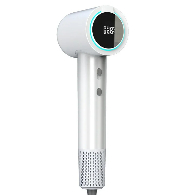 XM604 Bladeless High Speed Negative Ion Hair Dryer with LED Digital Display, EU Plug 1.8m Cable - White