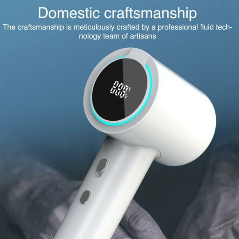 XM604 Bladeless High Speed Negative Ion Hair Dryer with LED Digital Display, EU Plug 1.8m Cable - White