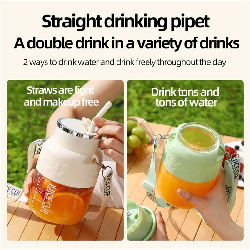 K2 Liquidificador Portátil Sem Fio de 800ml para Frutas, Recarregável por USB - Bege (Livre de BPA, Sem Certificação FDA)