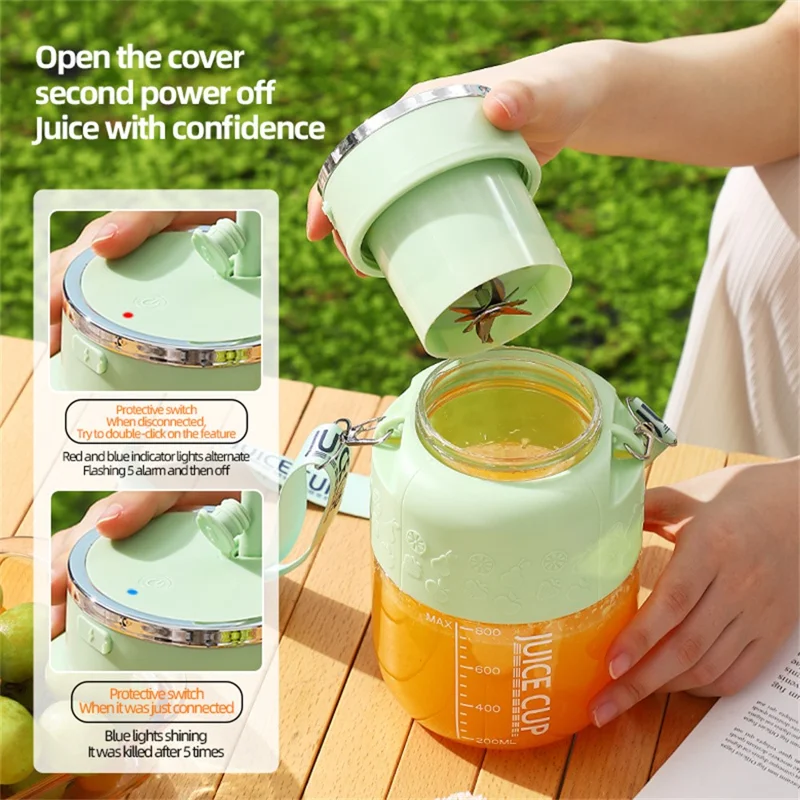 K2 Liquidificador Portátil Sem Fio de 800ml para Frutas, Recarregável por USB - Bege (Livre de BPA, Sem Certificação FDA)