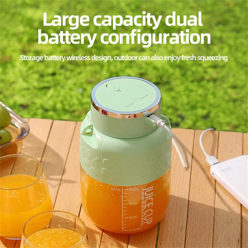 K2 Liquidificador Portátil Sem Fio de 800ml para Frutas, Recarregável por USB - Bege (Livre de BPA, Sem Certificação FDA)