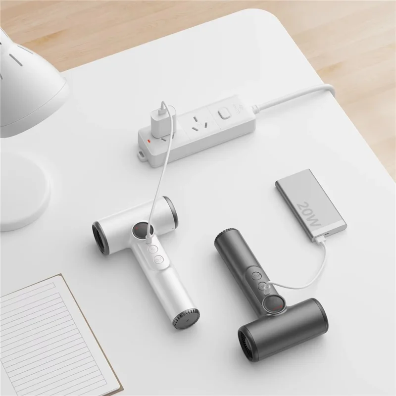 Asciugacapelli wireless potente flusso d'aria per studenti del dormitorio / Asciugacapelli portatile da viaggio all'aperto - Bianco