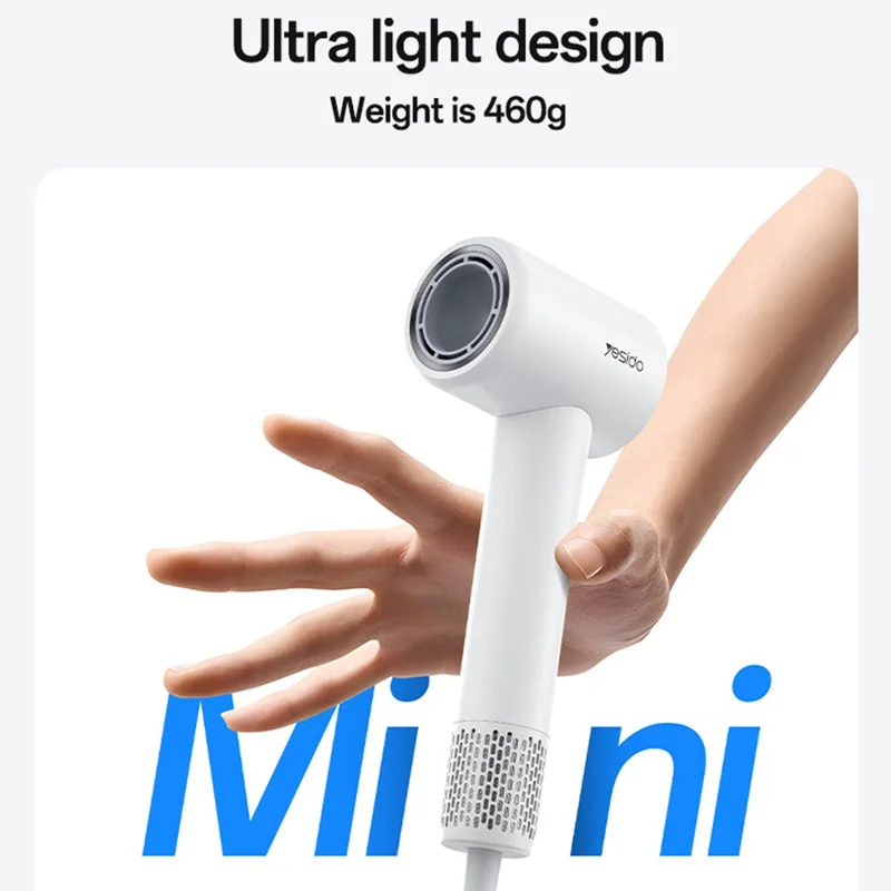 YESIDO MG22 High Speed Hair Dryer 100000RPM Brushless Motor Ionic Technology Blow Dryer - White  /  EU Plug